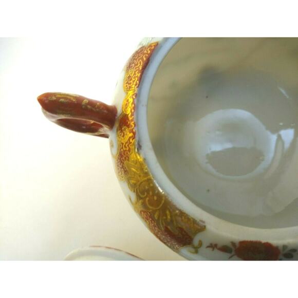 Hand Painted Japanese Geisha Girl Sugar Bowl & Creamer - Picture 12 of 12